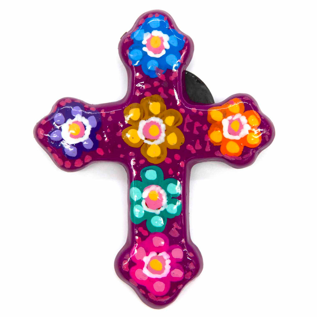 Mexican Painted Magnet Cross-Christianity-Siesta Crafts