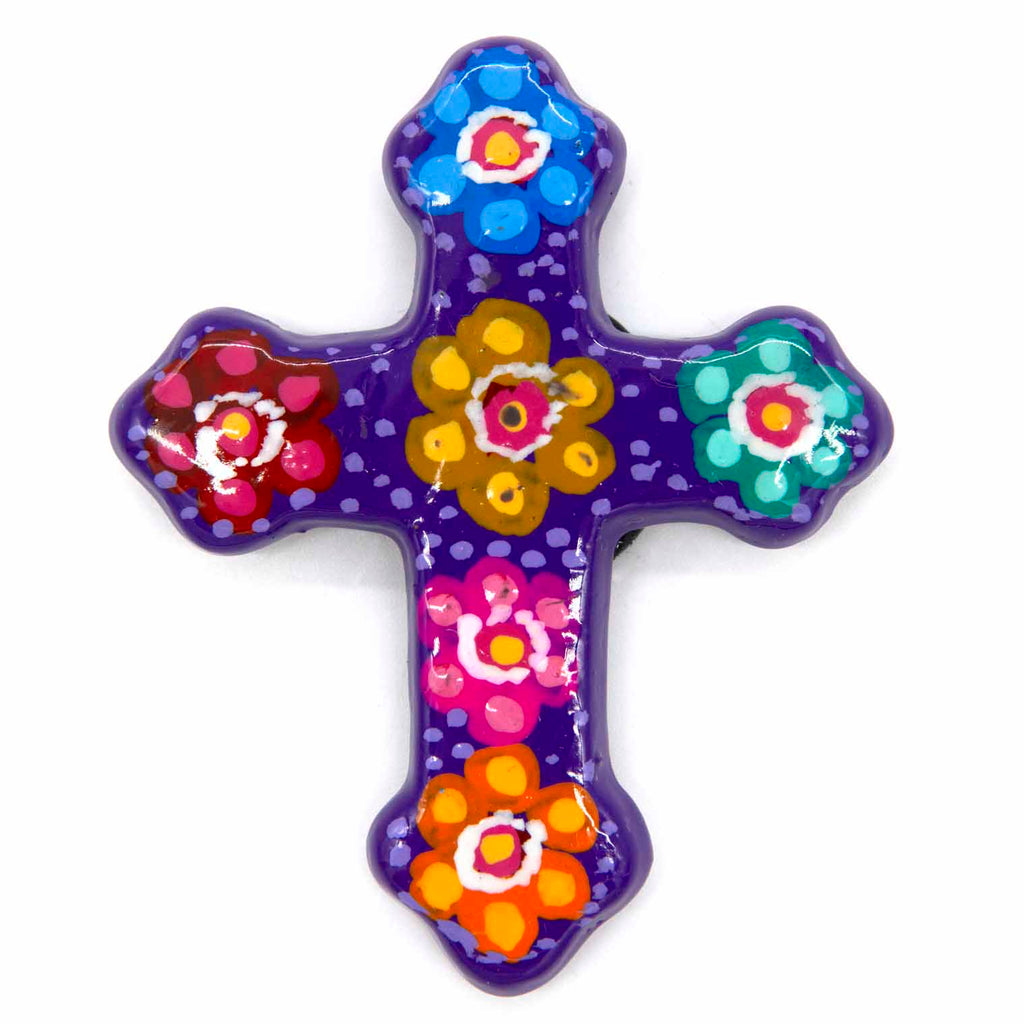 Mexican Painted Magnet Cross-Christianity-Siesta Crafts