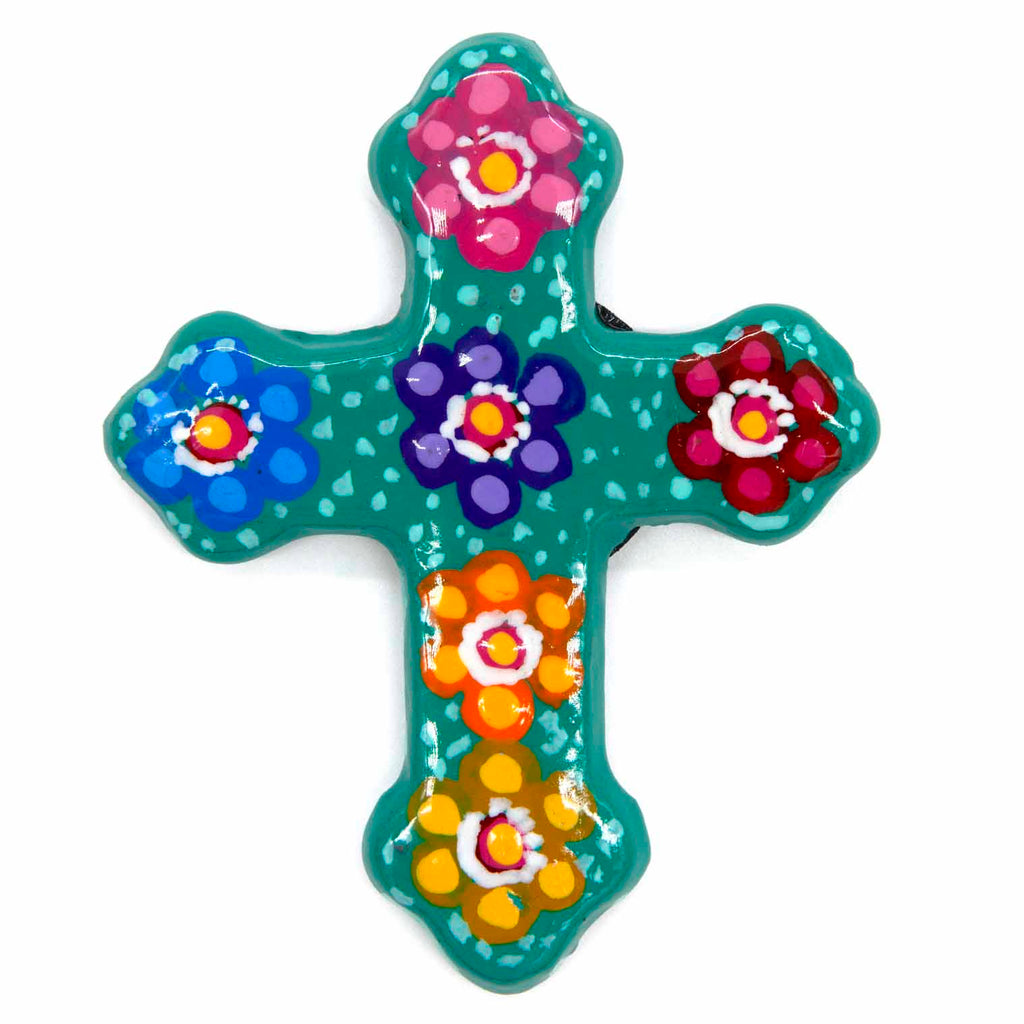 Mexican Painted Magnet Cross-Christianity-Siesta Crafts