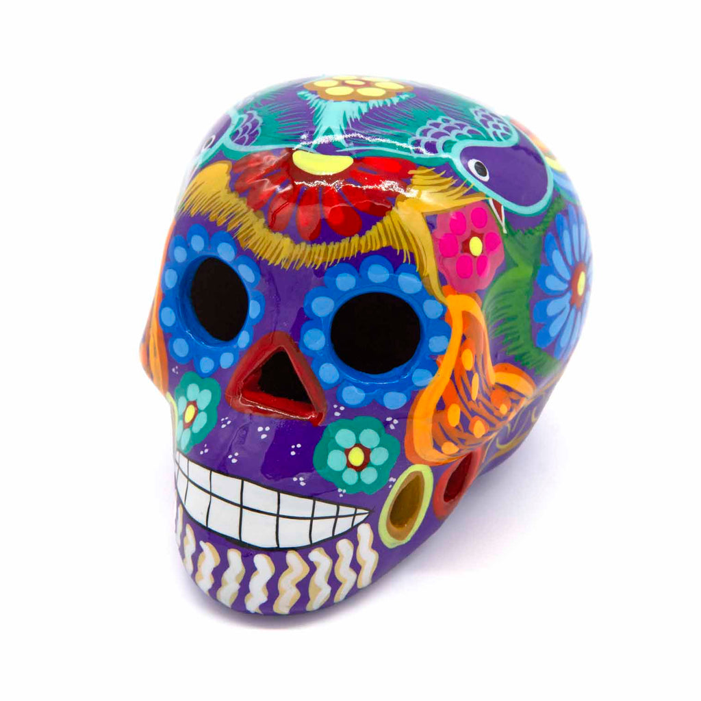 Mexican Painted Skull Medium-Ornaments & Figurines-Siesta Crafts