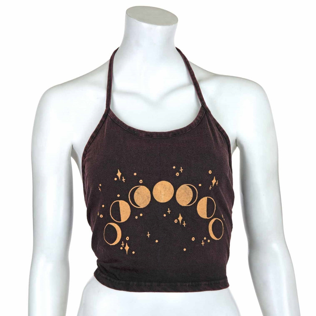 Moon Phases Design Halter Neck Top