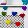 String of Felt Rainbow Hearts