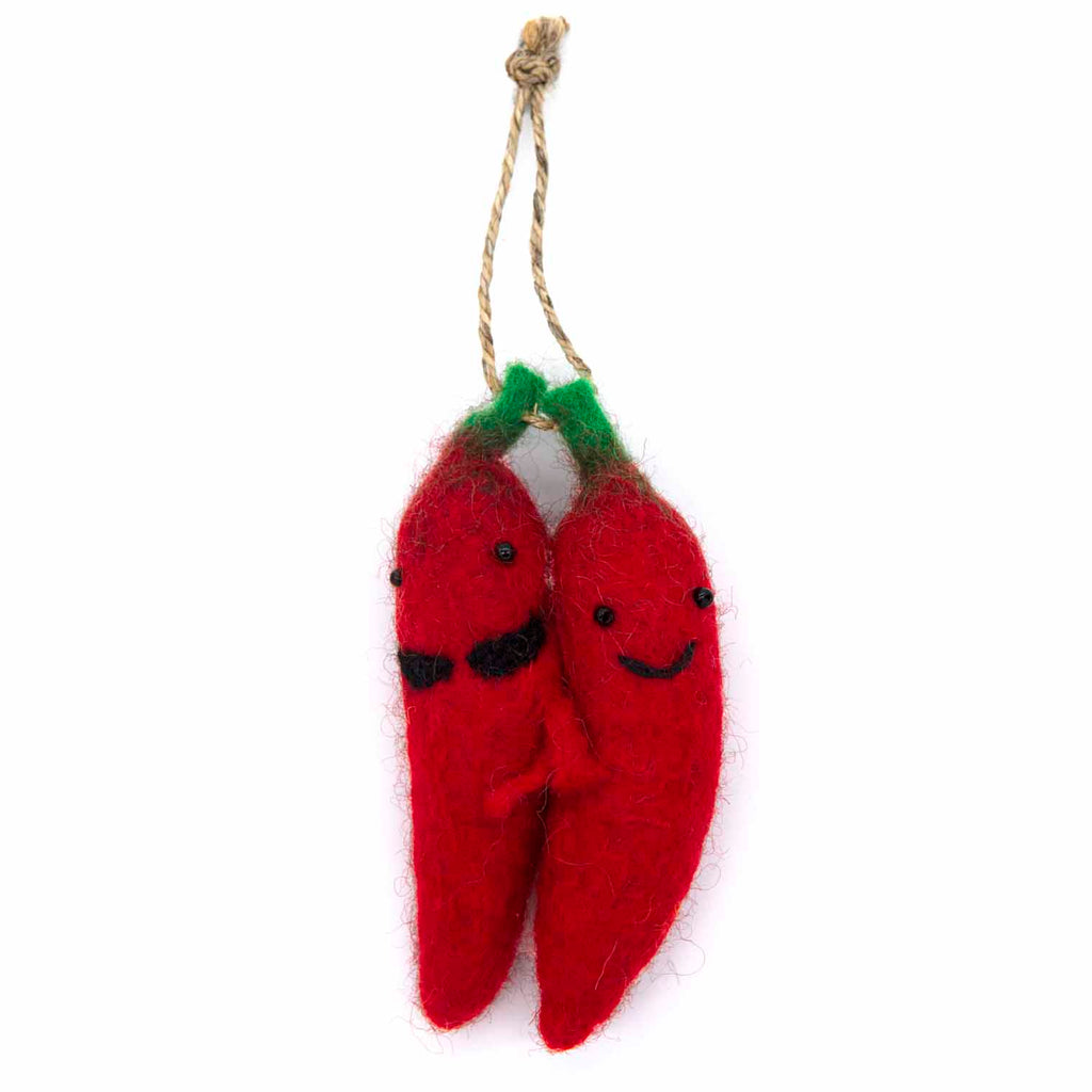 Chilli Pair Felt Hanging Decoration-Home Décor-Siesta Crafts