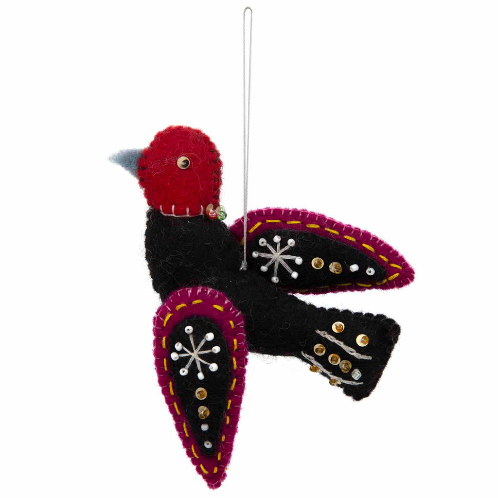 Embroidered Felt Bird Hanging