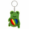 Frog with Rainbow Heart Felt Keyring