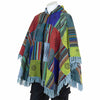 Patch Fringed Poncho Cape