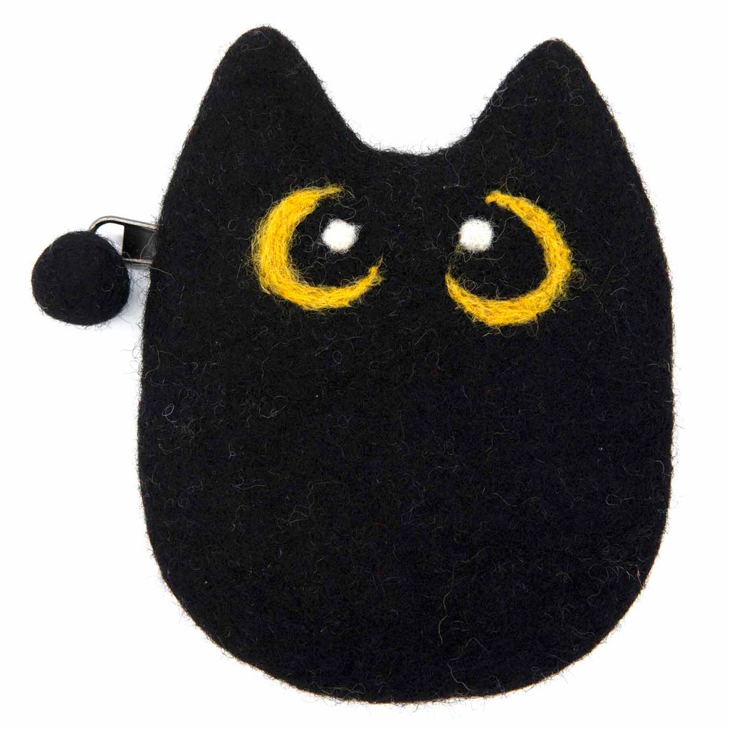 Black Cat Felt Coin Purse-Bags & Purses-Siesta Crafts