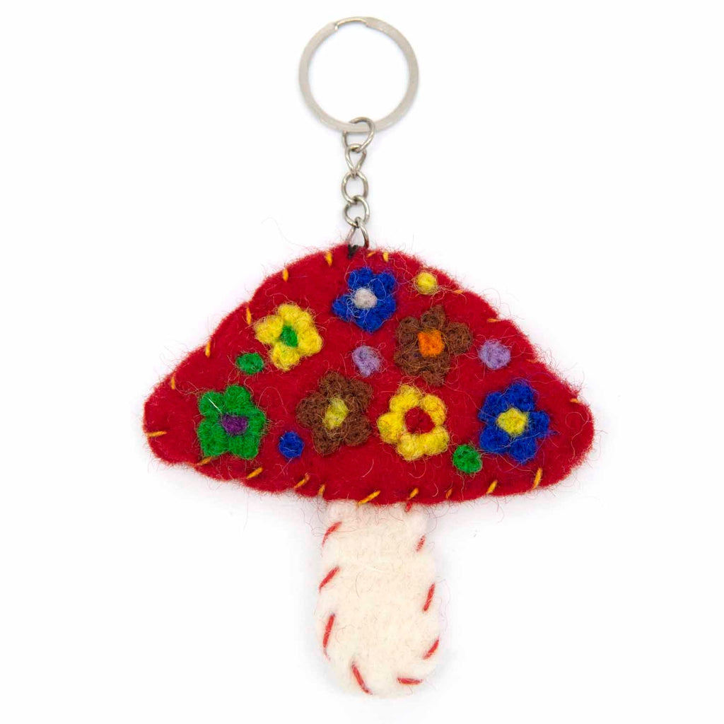 Flat Mushroom Felt Keyring