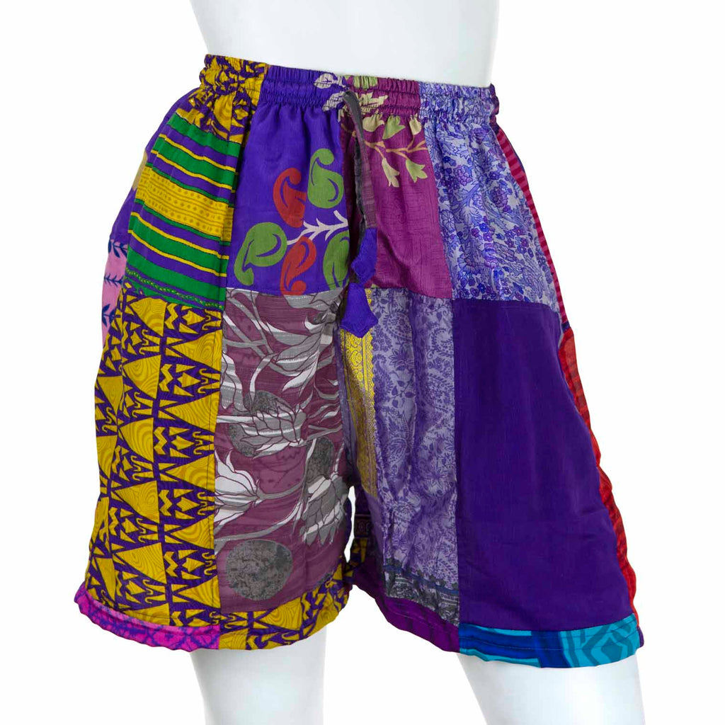 Recycled Sari Patch Shorts-Shorts-Siesta Crafts