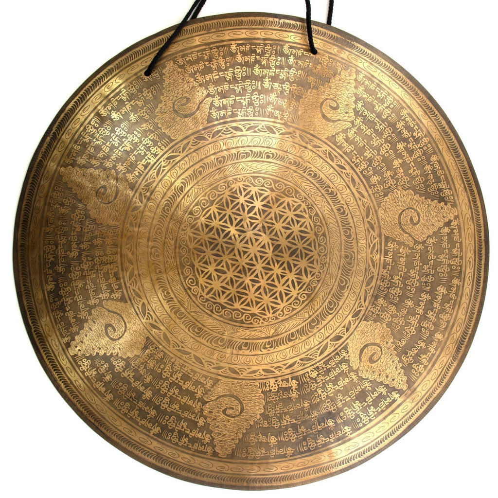 Flower of Life Om Metal Gong No.49-Gongs-Siesta Crafts