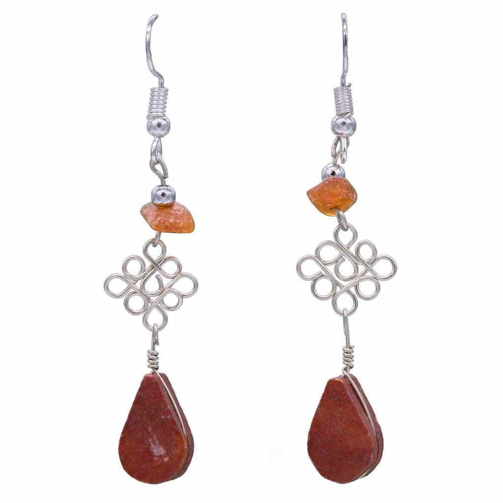 Stone Drop Loop Earrings