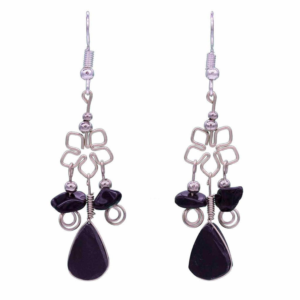 Flower Stone Drop Earrings