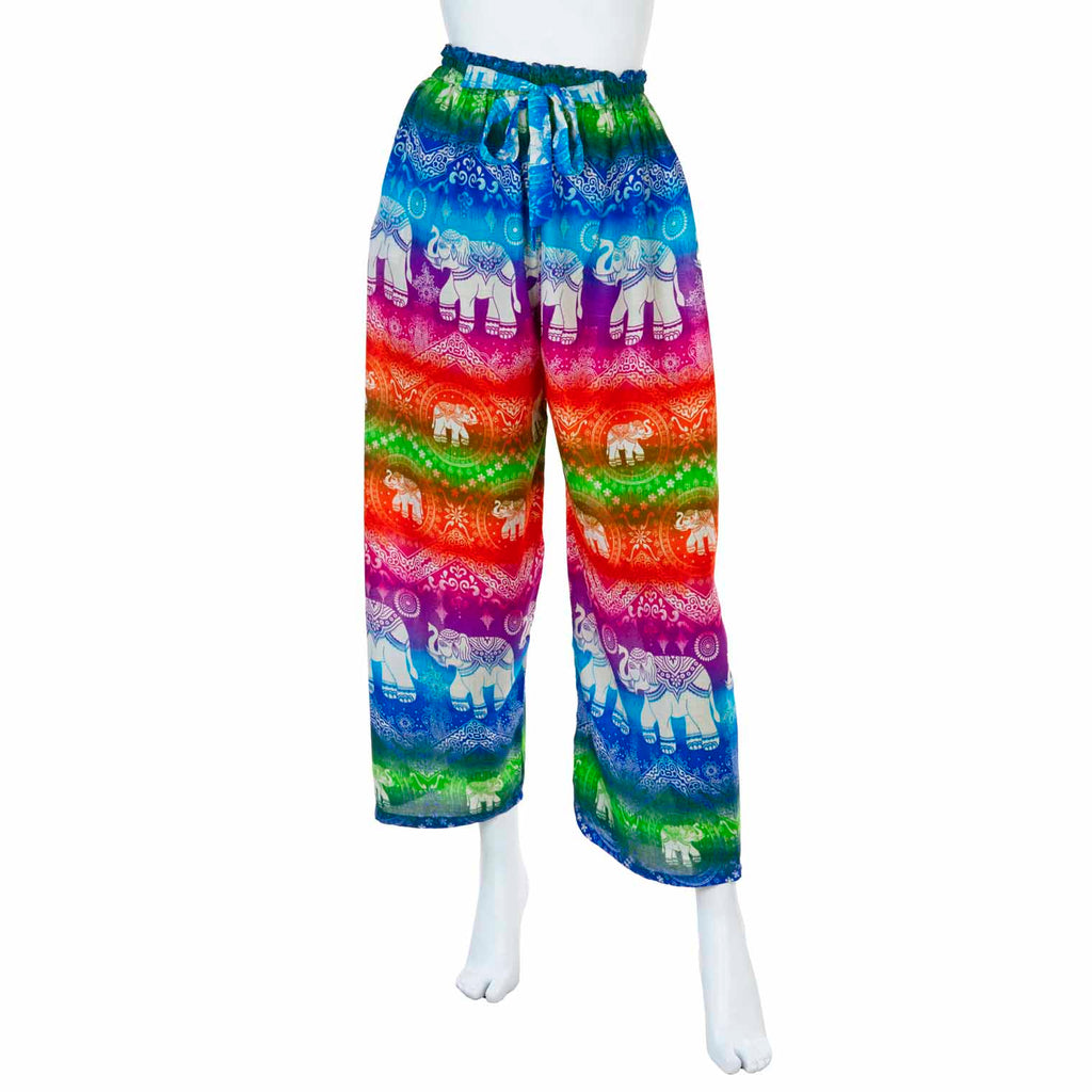 High Rise Rainbow Elephant Trousers-Trousers-Siesta Crafts