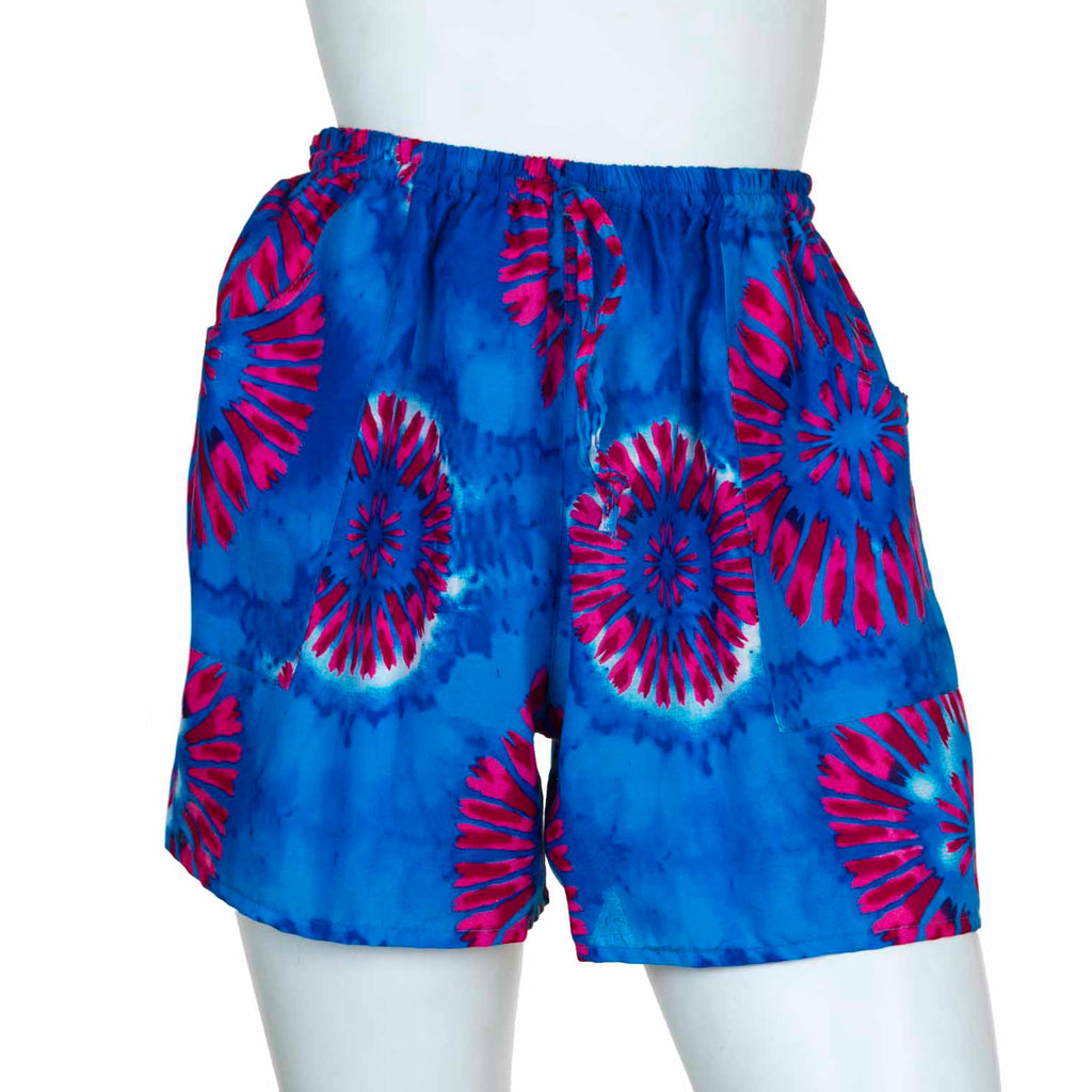 Bright and Bold Tie Dye Shorts with Pockets-Shorts-Siesta Crafts