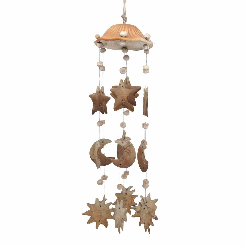 Moon and Star Ceramic Windchime-Garden & Outdoors-Siesta Crafts