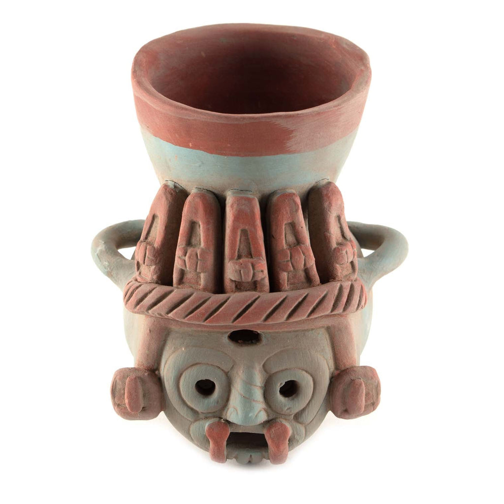 Aztec Tlaloc Mask Urn