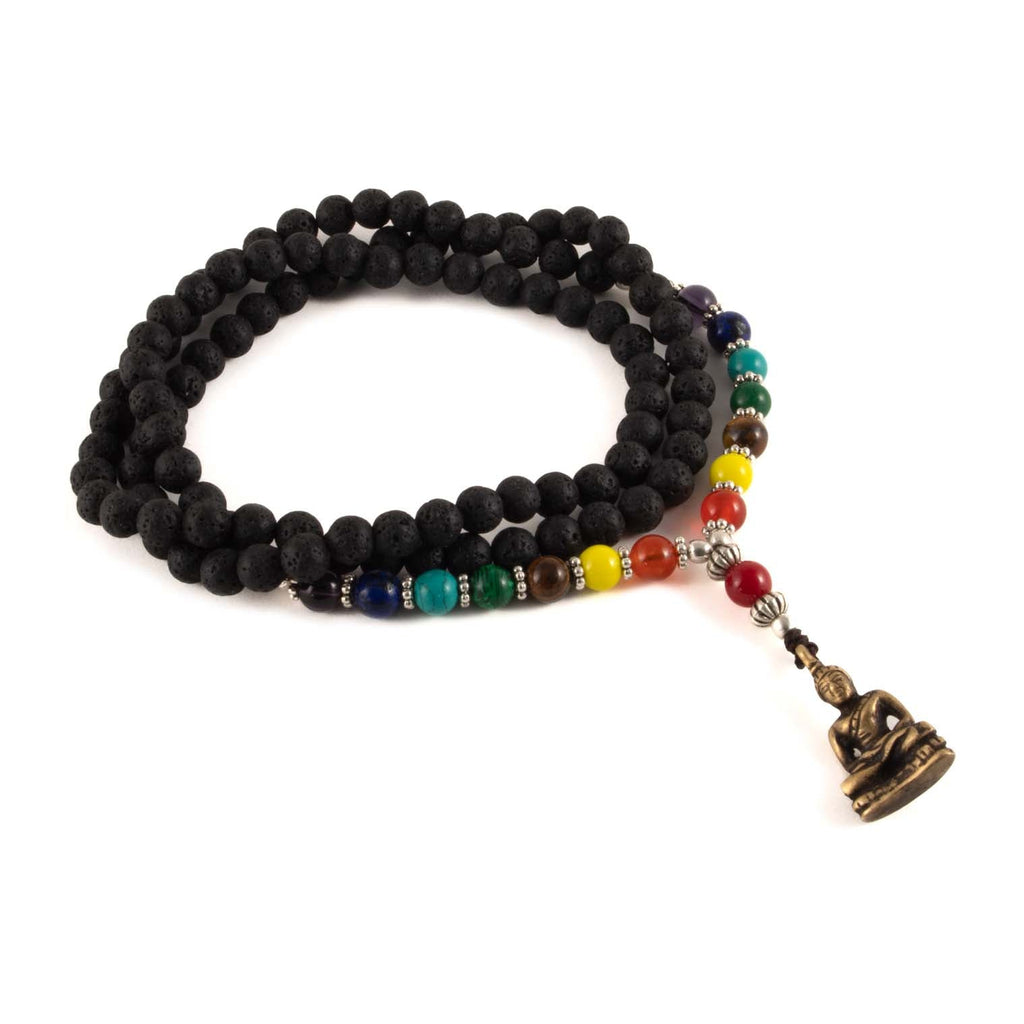 Lava Bead and Chakra Buddha Mallah Beads