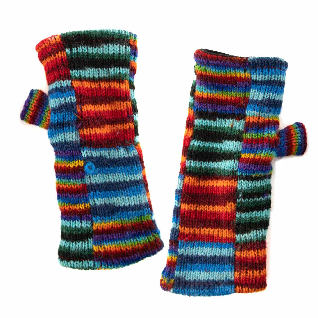 Tie Dye Knitted Patchwork Tube Gloves